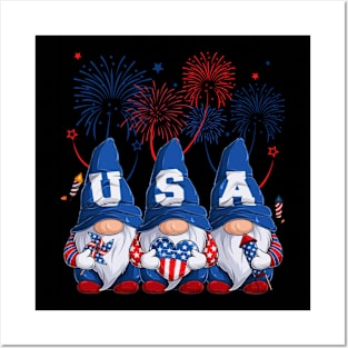 4th Of July Patriotic Gnomes Sunglasses American Fireworks Posters and Art